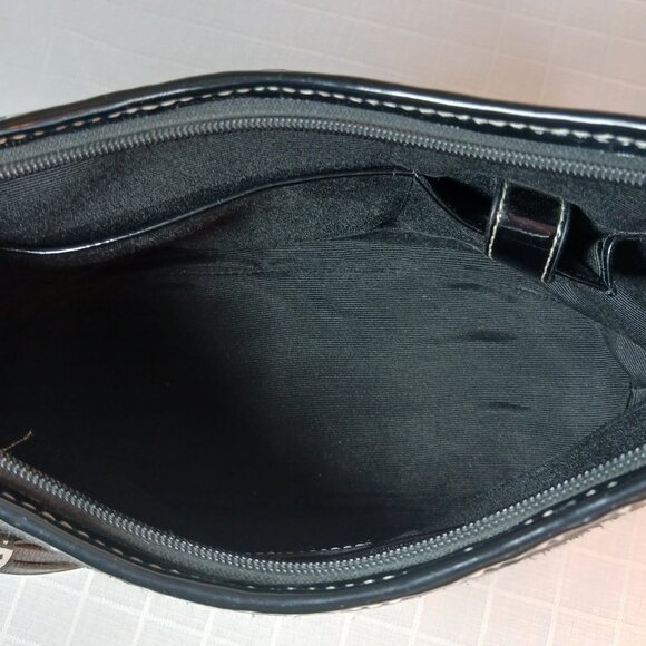 Vintage Talbots Black Wicket Basket Weave Bamboo Tassel Hobo Shoulder Bag - Picture 7 of 9